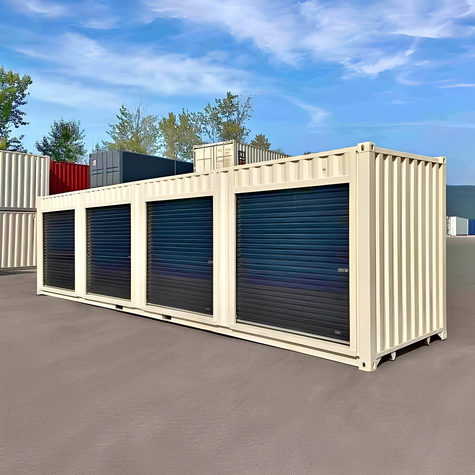 40ft-High-Cube-Shipping-Container-With-4-Roll-Up-Doors.jpg 40ft High Cube Shipping Container With 4 Roll-Up Doors - Image 1