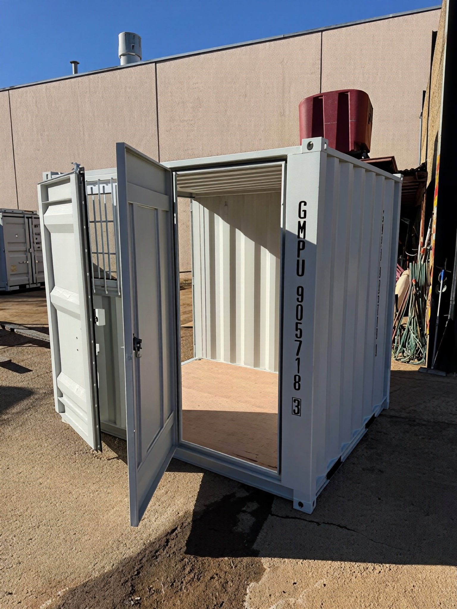 8ft-Shipping-Container-with-Side-Door.jpg 8ft Shipping Container with Side Door, Rear Door & Window - Image 1